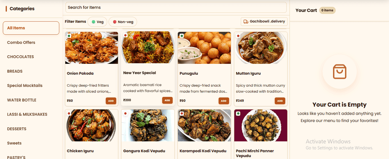 Ritaya online ordering website